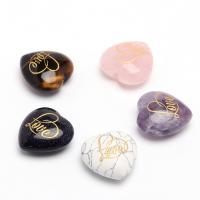 Smíšené Gemstone Korálky, Přírodní kámen, Srdce, vypalovací lak, DIY, více barev na výběr, 30x30mm, Prodáno By PC