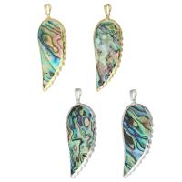 Natural Abalone Shell Pendants Brass with Abalone Shell Wing Shape gold color plated random style & fashion jewelry & DIY Approx 5mm Sold By Lot
