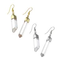 Natural Quartz Earrings Brass with Clear Quartz fashion jewelry & for woman 8-9*48-54*6mm Sold By Lot