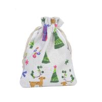 Cotton Fabric Drawstring Bag Rectangle printing durable mixed colors Sold By Bag