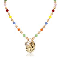 Zinklegering halskettingen, Kristal, met Schelp & Zinc Alloy, voor vrouw, gemengde kleuren, Lengte 53 cm, Verkocht door PC