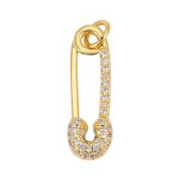 Cubic Zirconia Micro Pave Brass Pendant Safety Pin plated & micro pave cubic zirconia nickel lead & cadmium free Sold By PC