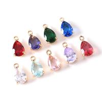 Crystal Pendants Brass with Crystal Teardrop gold color plated DIY nickel lead & cadmium free Sold By PC