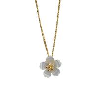 Shell Necklaces White Shell Oriental Cherry gold color plated for woman golden nickel lead & cadmium free 15mm Sold By PC