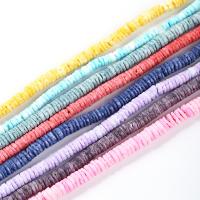 Prirodni boji Shell perle, Školjka, Stan Okrugli, uglađen, više boja za izbor,  5-7mm, Približno 320računala/Strand, Prodano Per Približno 16 inčni Strand
