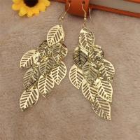Zinc Alloy Drop Earrings Leaf plated for woman & hollow 102mm Sold By Pair