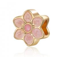 Zinc Alloy Large Hole Bead Flower gold color plated DIY & enamel nickel lead & cadmium free Approx 4.5mm Sold By PC