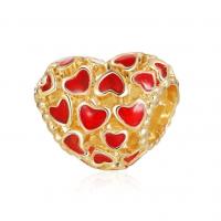 Zinc Alloy Large Hole Bead Heart gold color plated DIY & enamel nickel lead & cadmium free Approx 4.5mm Sold By PC