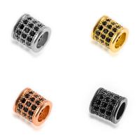 Kubisk Zirconia Micro Pave Messing Perler, Kolonne, forgyldt, du kan DIY & Micro Pave cubic zirconia, flere farver til valg, nikkel, bly & cadmium fri, 8x8.30mm, Solgt af PC