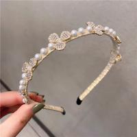 Hair Bands Plastic with Rhinestone & Plastic Pearl for woman yellow 7mm Inner Approx 160mm Sold By PC