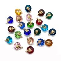 Crystal Pendants with Brass Round gold color plated DIY & faceted 14mm Sold By PC