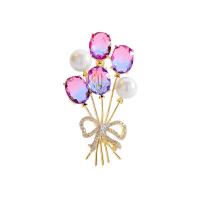 Cubic Zirconia Brooch Brass with Shell Pearl Balloon 18K gold plated micro pave cubic zirconia & for woman Sold By PC