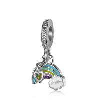 European Style Zinc Alloy Dangle Beads Rainbow plated enamel & with rhinestone mixed colors Sold By PC