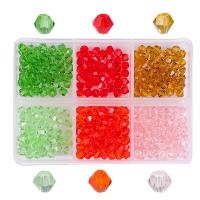 Bicone krystalperler, Krystal, med Plastboks, du kan DIY & facetteret, flere farver til valg, 4mm, Ca. 600pc'er/Box, Solgt af Box
