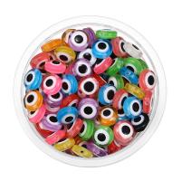 Gyanta Evil Eye Beads, Lapos kerek, epoxy matrica, DIY & különböző méretű a választás, több színt a választás, Kb 100PC-k/Bag, Által értékesített Bag