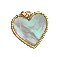 Natural White Shell Pendants Brass with White Shell Heart gold color plated DIY golden nickel lead & cadmium free 20.10mm Sold By PC