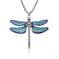 Zinc Alloy Sweater Chain Necklace Dragonfly silver color plated fashion jewelry & Unisex & lantern chain & enamel blue nickel lead & cadmium free Sold Per Approx 60 cm Strand