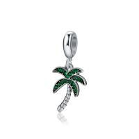 European Style Zinc Alloy Dangle Beads Palm Tree with rhinestone mixed colors Sold By PC