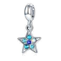 European Style Zinc Alloy Dangle Beads Star plated with rhinestone Sold By PC