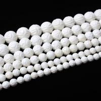 Natürliche weiße Muschelperlen, geschnitzt, DIY, weiß, verkauft per ca. 38 cm Strang