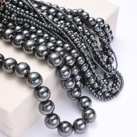 Magnetska hematita perle, Hematit, Krug, možete DIY & različite veličine za izbor, crn, Prodano Per Približno 14.96 inčni Strand