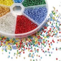 Blandet Glass Seed Beads, Glasperler, med Plastboks, Runde, du kan DIY, flere farver til valg, nikkel, bly & cadmium fri, 190x100x23mm, Ca. 6300pc'er/sæt, Solgt af sæt