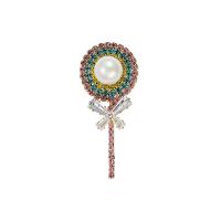 South Sea Shell Brooch Brass with Shell Pearl Lollipop 18K gold plated micro pave cubic zirconia & for woman Sold By PC