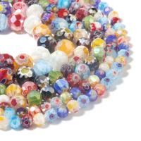 Millefiori Scheibe Lampwork Perlen, Kunstdruck, DIY & facettierte, gemischte Farben, verkauft per ca. 38 cm Strang