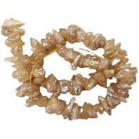 Φυσικό χαλαζία κοσμήματα χάντρες, πολύχρωμα επιχρυσωμένο, DIY, κίτρινος, Sold Per Περίπου 38 cm Strand