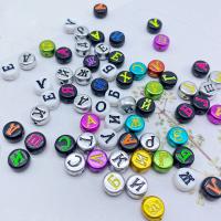 Alphabet Akril gyöngyök, galvanizált, DIY, több színt a választás, 7x4mm, 3600PC-k/Bag, Által értékesített Bag