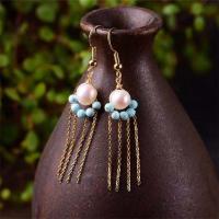 Zinc Alloy Drop Earrings with turquoise & Plastic Pearl zinc alloy earring hook for woman mixed colors 5-60mm Sold By Pair