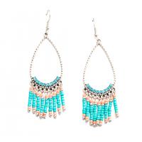 Fashion Fringe Earrings Zinc Alloy with Seedbead fashion jewelry & for woman blue Sold By Pair