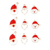 Zinek Vánoční Přívěsky, Santa Claus, barva pozlacený, Vánoční design & různé styly pro výběr & smalt, smíšené barvy, nikl, olovo a kadmium zdarma, 100PC/Bag, Prodáno By Bag