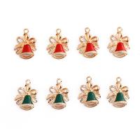 Zinc Alloy Christmas Pendants Christmas Bell gold color plated Christmas Design & enamel nickel lead & cadmium free Sold By Bag