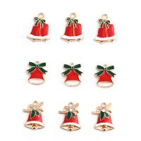 Zinc Alloy Christmas Pendants Christmas Bell gold color plated Christmas Design & enamel & with rhinestone mixed colors nickel lead & cadmium free Sold By Bag