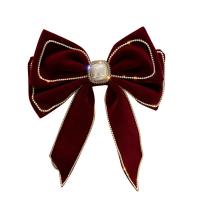 Velveteen Bowkont Hair Clip with Plastic Pearl & Zinc Alloy Bowknot for woman & with rhinestone Sold By Lot