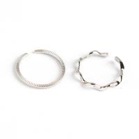 Sterling zilver ringen, 925 sterling zilver, platinum plated, Verstelbare & verschillende stijlen voor de keuze & voor vrouw, 16.50mm, Verkocht door PC