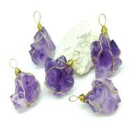 Amethyst Pendant with Zinc Alloy irregular natural purple 25-30mm Sold By PC