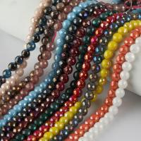 Agate Beads Round plated DIY & faceted Sold Per Approx 14.96 Inch Strand