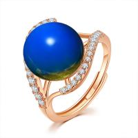 Messing Open Finger Ring, met Amber, 18K rose goud verguld, Verstelbare & micro pave zirconia & voor vrouw, Verkocht door PC