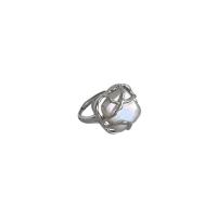 Édesvízi gyöngy Finger Ring, 925 ezüst, -val Édesvízi gyöngy, Állítható & különböző stílusokat a választás & a nő, ezüst, Által értékesített PC