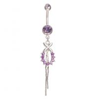 Brass Belly Ring   with Cubic Zirconia platinum color plated for woman & faceted nickel lead & cadmium free Sold By PC