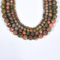 Unakite Beads, Runde, poleret, du kan DIY & forskellig størrelse for valg & facetteret, blandede farver, Solgt Per Ca. 15.16 inch Strand