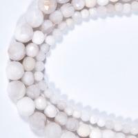 Prirodni Crazy ahat perle, Crazy Agate, Krug, uglađen, možete DIY & različite veličine za izbor & faceted, bijel, Prodano Per Približno 15.16 inčni Strand