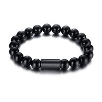 Black Agate Bracelets 304 Stainless Steel with Black Agate fashion jewelry & for man black 15*8mm 8mm Sold Per Approx 7.48 Inch Strand