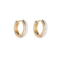 Brass Huggie Hoop Earring Round gold color plated fashion jewelry & enamel nickel lead & cadmium free Sold By Lot