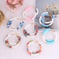 Polymer Clay Hoop Earring with Zinc Alloy fashion jewelry & for woman 60mm Sold By Pair