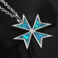 Brass Cross Pendants with Artificial Opal real silver plated mixed colors 15-30mm Sold By Set