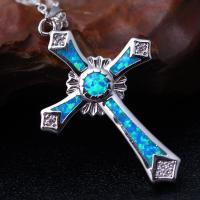 Brass Cross Pendants with Artificial Opal real silver plated mixed colors 25-40mm Sold By Set