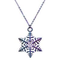 Zinc Alloy Jewelry Necklace zinc alloy lobster clasp Snowflake plated Christmas jewelry & for woman multi-colored Length 50 cm Sold By PC